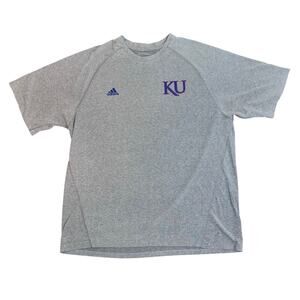 ADIDAS KU Kansas University Jayhawks Logo Climalite Grey T-Shirt Men’s Sz XL